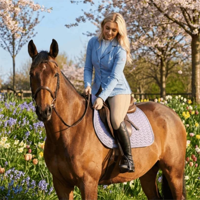TGW RIDING Classic Saddle Pad With Elegant And Unusual Quilting. The Girth Loops Are Opened By Touch Tape Fastener. The Lining Ensures Good Sweat Absorption, 280 G/M² Padding And 10 Mm Of Foam Ensure Outstanding Pressure Equalization.