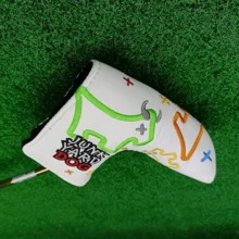 Joker Mallet 推杆套设计适用于高尔夫球头推杆头套，PU 皮革，带钩环扣和刺绣标志