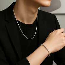 Silver Stainless Steel Rat Tail Necklace And Bracelet Cord Kit - Silver - View 2