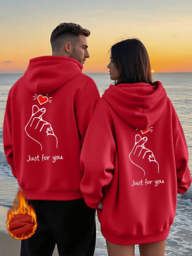 Höst/vinter Street Fashion Par Hjärttryck Fleece Hoodie | Leading Fashion