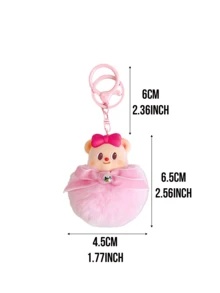 Butter Bear Pink Pom-Pom Keychain – Kawaii Love Bear Charm With Soft Pink Fuzzy Pom-Pom, Durable PVC + Plush Bag/Key Accessory, Cute Decoration For Handbags Backpacks Keyrings, Perfect For Girls Teens & Women, Ideal For Birthday Gifts Holiday Surprises Friendship Exchanges School/Office Daily Carry, Adorable Collectible For Kawaii Lovers