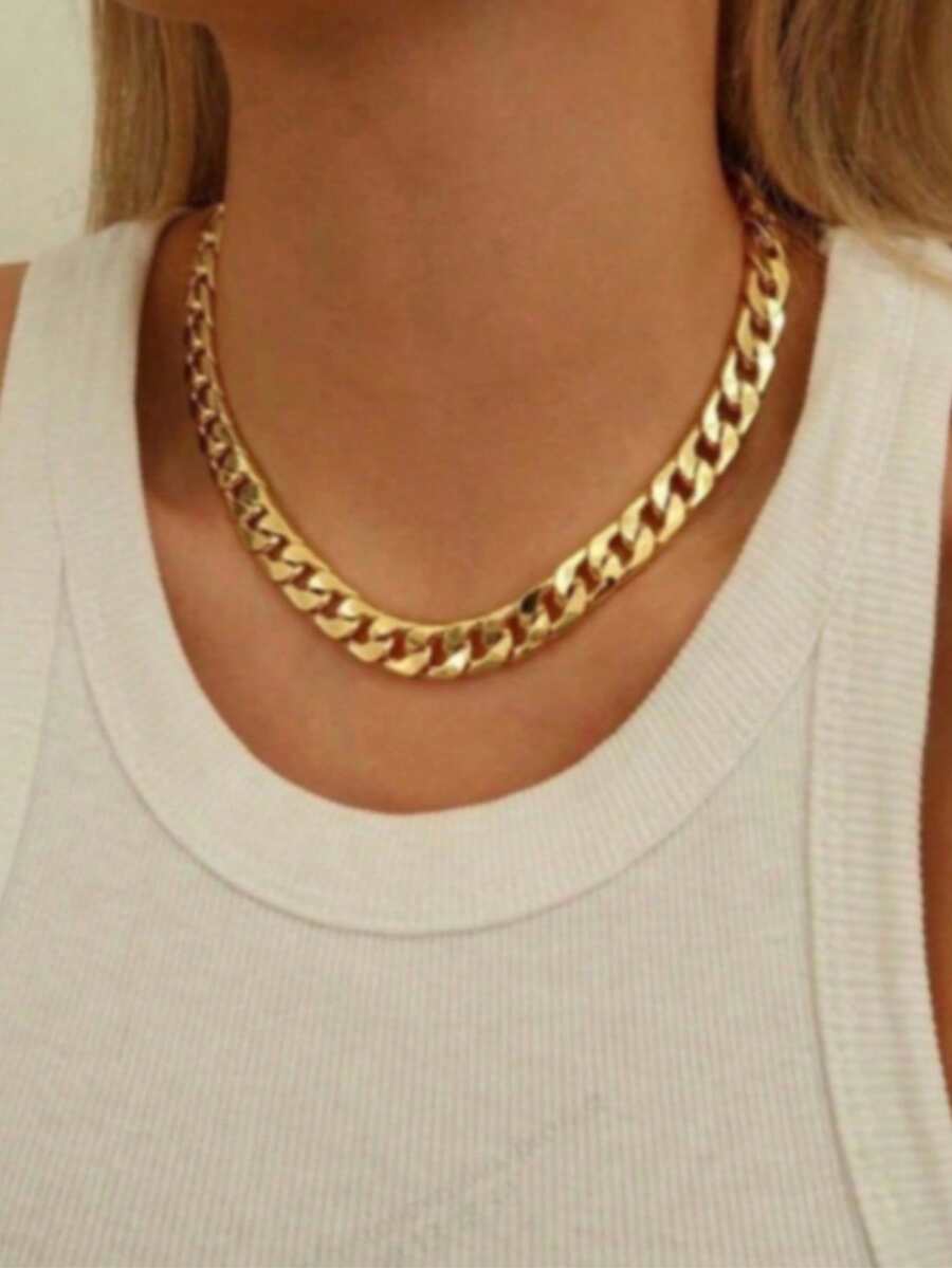 Gold Cuban Chain, Popular Hip Hop Necklace With Dragon Head Clasp Pendant