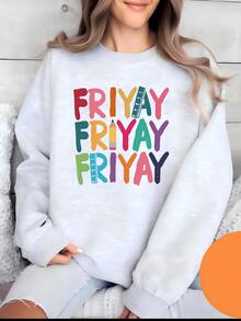 Happy Friyay ® Shirt, Funny Teacher Shirt, Friday Sweatshirt For Elementary Teachers Fri-Yay Crewneck Gift For Teacher Team Shirt Sweatshirt - Xám - Xem 1