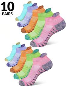 10/5 双女士袜子，运动踝袜，适合所有季节，女士跑步压缩袜，舒适柔软带扣袜