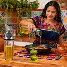 Dispensador de Aceite de Oliva para Cocina y Pulverizador de Aceite de Oliva para Cocinar - Vierte Aceite de Oliva de 500ML Botella de Vidrio Antigoteo con Pitorro y Medidas para Cocinar botella de vidrio de aceite para la parrilla, para cocina, ensalada, horneado de pan - abierto (no secreto) - Ver 2