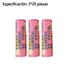 Paquete de 10 rollos con 200 bolsas de basura con cordón de 200 colores: extra gruesas, duraderas, a prueba de fugas, resistentes al calor, sin olores, ideales para cocinas, baños y oficinas. - Rosa - Ver 10