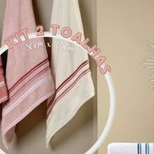 Set Of 2 Large, Thick, Super Absorbent, Soft Bath Towels, 100% Cotton, Lumix, 80cm X 1.50m - KIT2B-LUMIX-C1 - 珍珠/粉紅色腮紅 - 查看 2