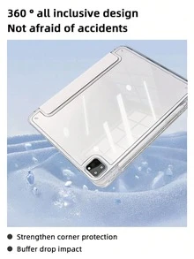 1pc Customizable 9-Grid Acrylic Photo Frame Tablet Case, Suitable For IPad, TPU Soft Edge Protection, Built-In Pen Slot, 3-Fold Stand, Magnetic Sleep/Wake, Minimalist/Elegant/Creative/Personalized Flip Tablet Case, 3-Fold Tablet Case - Multicolor - View 4