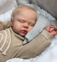 Hengluck 19 Inch Reborn Baby Doll Girl, Sleeping Newborn With Blonde Hair, Soft Cloth Body, Closed Eyes, Realistic Doll For Kids And Collectors - 彩色 - 查看 3