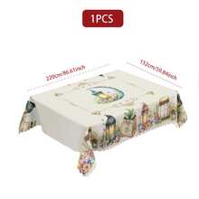 1件波西米亚风米色斋月桌布，饰有蓝色月亮和星星图案，可水洗长方形桌布，适用于用餐、餐桌、派对、节日庆典装饰、开斋节装饰、礼品