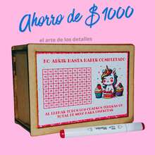 1 PIEZA HUCHA DE MDF, TEMÁTICA DE UNICORNIO, PLAN DE AHORRO FAMILIAR PARA NIÑAS Y NIÑOS, CAJA DE AHORRO PARA MONEDAS Y BILLETES  CAJA ARMADO FÁCIL - Multicolor - Ver 5