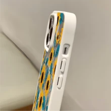 Patrón de girasol, carcasa de teléfono simple y de moda, compatible con iPhone 11 / 12 / 13 / 14 / 15 / 16 / Pro / Max y Galaxy plus / Pro / S22 / S23 / S24 / s25 / ultra / fe. Muy adecuado como regalo de vacaciones, regalo de San valentín. - Blanco - Ver 4