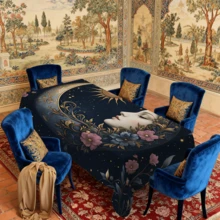 1/20 piezas Juego de manteles con elegante patrón de luna creciente y sol, adornado con motivos florales de estilo árabe, ideal para festivales islámicos, decoración de cocina, reuniones de restaurantes, regalos festivos. Duradero y fácil de mantener, adecuado para diversas ocasiones de decoración del hogar. - Multicolor - Ver 5