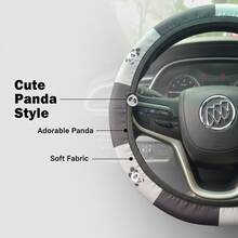 Cute Giant Panda Steering Wheel Cover - 15 Inch Universal Fit Soft Comfortable Fabric Adorable Black & White Design For Most Car Models - Multicolor - View 3