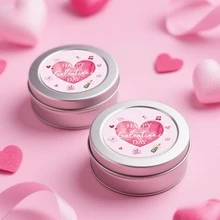 60Pcs Happy Valentines Day Stickers, Diameter 5cm Round Pink Labels Galentines Day Decals Tag With Heart Cherry Love Letter Champagne Patterns For Cups Gift Wrapping Party Favor Decorations