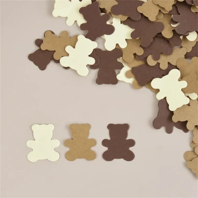 泰迪熊彩纸屑套装，适用于性别揭晓派对装饰、婴儿派对装饰、婴儿派对家居装饰、泰迪熊主题派对、生日派对用品、餐桌布置，三色迷你泰迪熊彩纸屑。