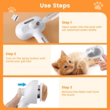 3-In-1 Cat Steam Brush, Pet Steam Brush Suitable For Long & Short Hair Cats & Dogs, Pet Deshedding Spray Brush For Small Animals Shedding & Grooming, With Release Button Water Mist Spray Brush - Multicolor - View 5