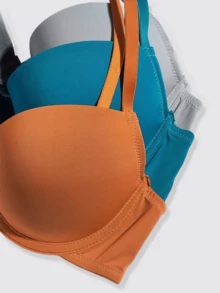 Women's 3pcs Push Up Bra Set - Soft Smooth Fabric Adjustable Strap Full Coverage Bras - Multicolor - View 3
