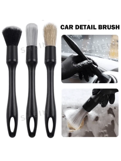 Juego de cepillos de limpieza para detalles de automóviles, cepillo de limpieza para el interior del automóvil, cepillo de limpieza de detalles de automóvil de uso múltiple, cepillo de cerdas suaves para limpiar detalles, grietas, emblemas, rejillas y ruedas de automóviles, adecuado para limpiar el tablero, las rejillas de ventilación, el interior y los emblemas de las ruedas