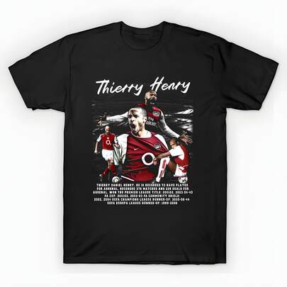 Thierry Henry Vintage Profile T-Shirt (1) unisex de la de algodón puro de alta densidad de 220 g. C-AmiS-eta uniS-ex 100 % aL-Godón de - Tejido de alta densidad. Apta para todo tipo de perS-onas, ya sean mujeres o hombres. Tejido duradero de alta C-Alidad apto para todas las estaciones, suave al tacto pero duradero. Tops transpirables. Conjuntos de otoño para mujer. Conjuntos de vaC-Aciones para mujer. Disfraz de Halloween para mujer.