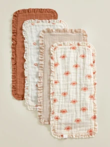 2 buc bavete/lavete de râgâit moi și confortabile cu margini din dantelă, certificate Oeko-Tex, potrivite pentru toate anotimpurile, îngrijirea nou-născuților și a bebelușilor