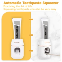 Toothpaste Squeezing Tool, Fully Automatic Squeezer Storage Rack,Easy-Install Wall-Mounted Toothpaste Dispenser-No Drilling Required-Perfect For Bathroom Organization - White - View 2