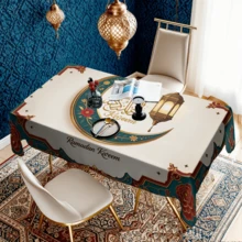 1/20 chiếc khăn trải bàn Ramadan, họa tiết trăng lưỡi liềm và hoa văn Hồi giáo, chất liệu polyester, thích hợp cho nhà bếp, sân vườn, tiệc tùng, trang trí nhà hàng và các không gian trang trí nhà cửa khác. - Nhiều màu - Xem 11