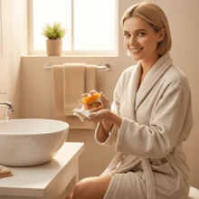 1 块/3 块手工香皂，含柠檬、生姜和木瓜，香薰精油，全身护肤 - 橘色 - 查看 2