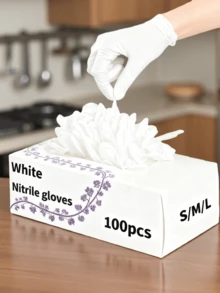 50/100pcs White Powder-Free Nitrile Gloves, High-Quality Disposable White Gloves For Home And Kitchen Cleaning, Housework, Painting, Outdoor Travel, And Use With Household Tools - White - View 9