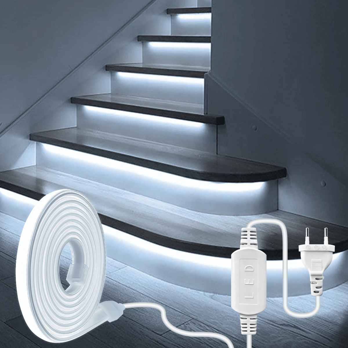 1 dây đèn neon COB màu ấm (1m/3m/10m), dây đèn LED mềm dẻo, dễ lắp đặt, rất thích hợp để trang trí nhà cửa/ngày lễ, sáng tạo DIY và cảnh máy tính/TV/phòng ngủ, dây mềm dẻo, đồ trang trí nhà cửa - Phích cắm loại C của EU (220-240V) - Xem 1