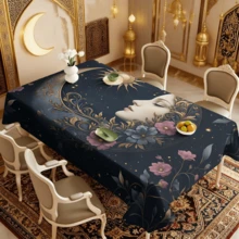1/20 piezas Juego de manteles con elegante patrón de luna creciente y sol, adornado con motivos florales de estilo árabe, ideal para festivales islámicos, decoración de cocina, reuniones de restaurantes, regalos festivos. Duradero y fácil de mantener, adecuado para diversas ocasiones de decoración del hogar. - Multicolor - Ver 4