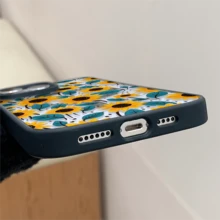 Patrón de girasol, carcasa de teléfono simple y de moda, compatible con iPhone 11 / 12 / 13 / 14 / 15 / 16 / Pro / Max y Galaxy plus / Pro / S22 / S23 / S24 / s25 / ultra / fe. Muy adecuado como regalo de vacaciones, regalo de San valentín. - Negro - Ver 4