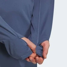 Adidas Solid Color Sports Casual Crew Neck Long Sleeve T-Shirt Blue Tops Men - Multicolor - View 4