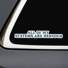 1张7英寸“我的所有系统都紧张”趣味焦虑贴纸，讽刺心理健康乙烯基防水贴纸，适用于汽车保险杠、笔记本电脑、水瓶、Hydroflask保温瓶、摩托车头盔、滑板、行李箱、墙壁、镜子装饰，适合神经多样性、多动症、自闭症、内向、过度刺激人士，可作为送给女性、男性、青少年和成年人的礼物。 - 彩色 - 查看 2