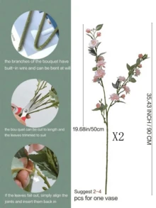 1/2/3支人造山茶花，90厘米仿真玫瑰花，适用于墙面、客厅、卧室、婚礼、派对装饰、桌面摆设。家居、桌面、厨房、婚礼、餐桌、中心装饰、办公室、花园、户外、房屋、庭院装饰，适合春、夏、秋、冬四季。 - 淺粉色 - 查看 11