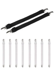 可调节床单固定带套装 - 三角形弹力带带夹扣，适用于床垫/沙发套 | 重型金属夹子牢固固定床上用品（防滑且可重复使用） - 彩色 - 查看 7