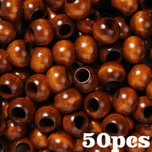 50 hạt gỗ tự nhiên cỡ lớn 16x20mm - Màu nâu đậm, đen, xanh dương, be, xanh ngọc - Hạt tròn dùng làm hạt đệm, đã được khoan sẵn lỗ, thích hợp để tự làm đồ trang sức, đan lát, làm vòng cổ, vòng tay, vòng hoa. - hạt gỗ - Xem 16