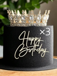 1件/3件/6件精美立体生日蛋糕装饰，完美适用于奢华优雅的蛋糕，打造高档视觉盛宴，这些装饰可以完美融入蛋糕和甜点桌的甜蜜欢乐的视觉享受中。 - 金色 - 查看 9