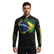 Camisa Camiseta Blusa Agro Brasil Mapa Com Proteção Uv50 - Preto - Visão 1