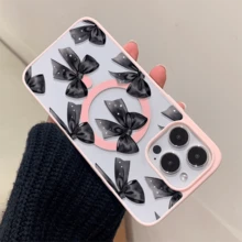 Patrón de lazo, carcasa de teléfono simple y de moda, compatible con iPhone 11 / 12 / 13 / 14 / 15 / 16 / Pro / Max y Galaxy plus / Pro / S22 / S23 / S24 / s25 / ultra / fe. Muy adecuado como regalo de vacaciones, regalo de San valentín. - Rosa - Ver 5