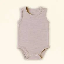 5-Piece Set Of Baby Tank Top Bodysuits, Plain Knit, 100% Cotton, Boys And Girls - 藍色 - 查看 2