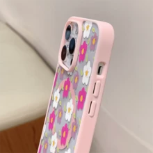 Patrón floral, carcasa de teléfono simple y de moda, compatible con iPhone 11 / 12 / 13 / 14 / 15 / 16 / Pro / Max y Galaxy plus / Pro / S22 / S23 / S24 / s25 / ultra / fe. Muy adecuado como regalo de vacaciones, regalo de San valentín. - Rosa - Ver 3