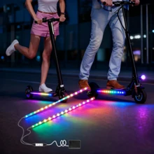 Two-Pack Scooter Lights, Multiple Colors And Lighting Modes, USB Powered, 19.68-Inch Color LED Light Strip, Suitable For Scooters, Bicycles And Skateboards, With Battery Box. - 1tow2-rGB - View 5