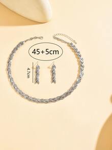 1pc Necklace + 1 Pair Earrings, Elegant Rose Gold Crystal Mermaid Tail Jewelry Set, Suitable For Women's Party And Formal Occasions