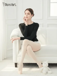 DonsGirl 女士超柔软针织芭蕾舞热身上衣（一件装） - 长袖、高腰、侧扭腰修身设计 - 黑色 - 查看 5