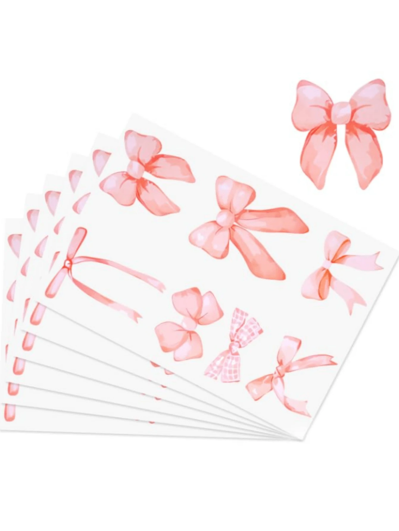 2 Sheets/14pcs Pink Watercolor Bow Stickers: Cute Decorative Stickers, Suitable For Diaries, Gifts And Crafts - Variety Of Bow Patterns, Self-Adhesive, Great For Scrapbooking, Laptop Decor And DIY Projects, Bedroom Wall Stickers, Wedding Decorations - Multicolor - View 1