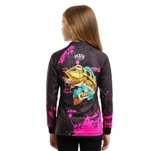 Children's Fishing Tucunaré Shirt T-Shirt Blouse With UV50 Sun Protection - 粉色 - 查看 3