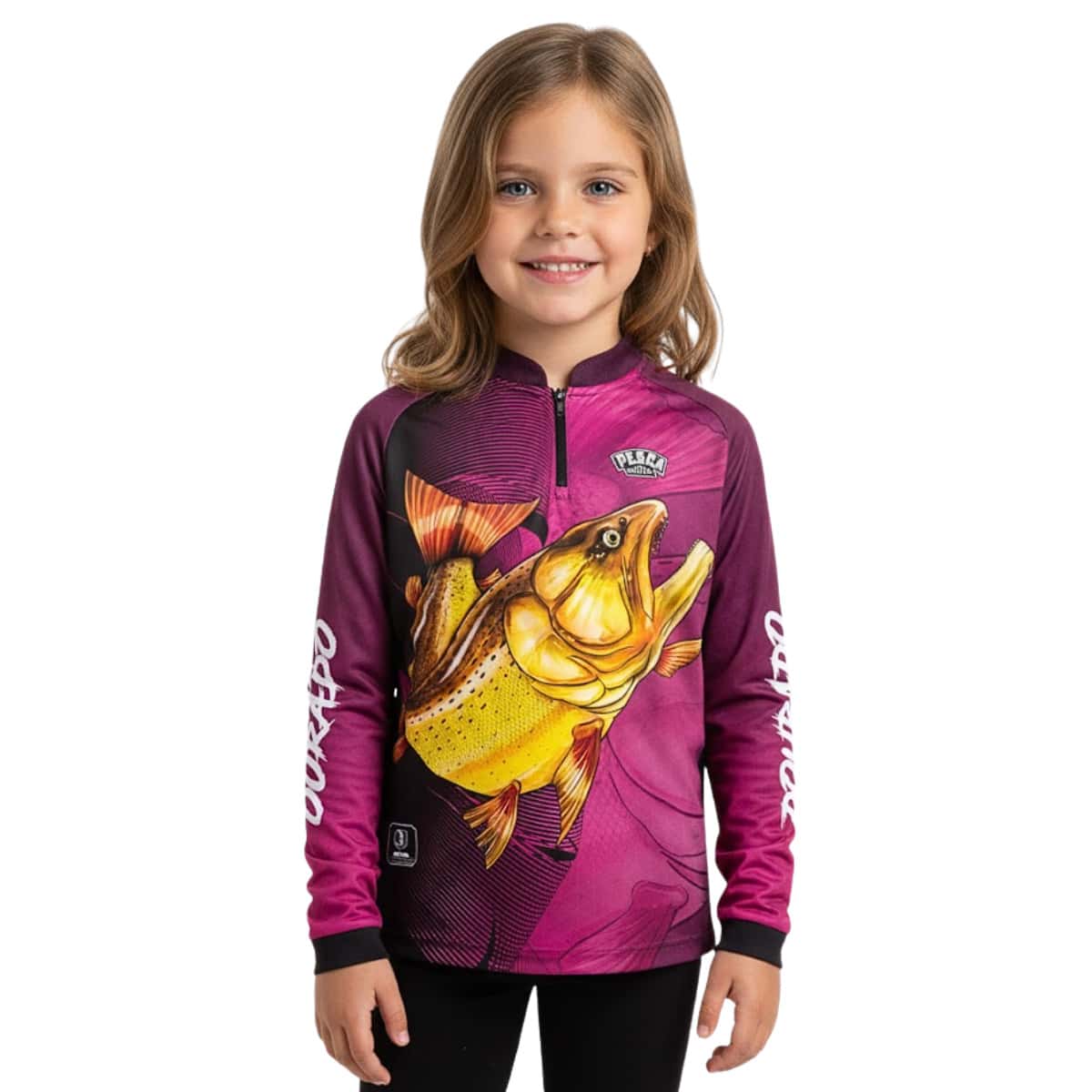 Children's Fishing Shirt T-Shirt Blouse Gold With UV50 Sun Protection - Màu Đỏ Sâu - Xem 1