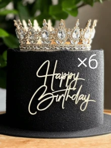 1件/3件/6件精美立体生日蛋糕装饰，完美适用于奢华优雅的蛋糕，打造高档视觉盛宴，这些装饰可以完美融入蛋糕和甜点桌的甜蜜欢乐的视觉享受中。 - 金色 - 查看 10