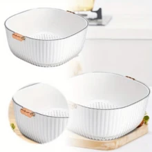 1个重型塑料厨房沥水架 - 多功能沥水架，带排水系统，节省空间设计，易于清洁和存放，适用于家庭和餐厅使用 - 非常适合清洗蔬菜、水果、意大利面和大米 - 经久耐用 - 彩色 - 查看 2